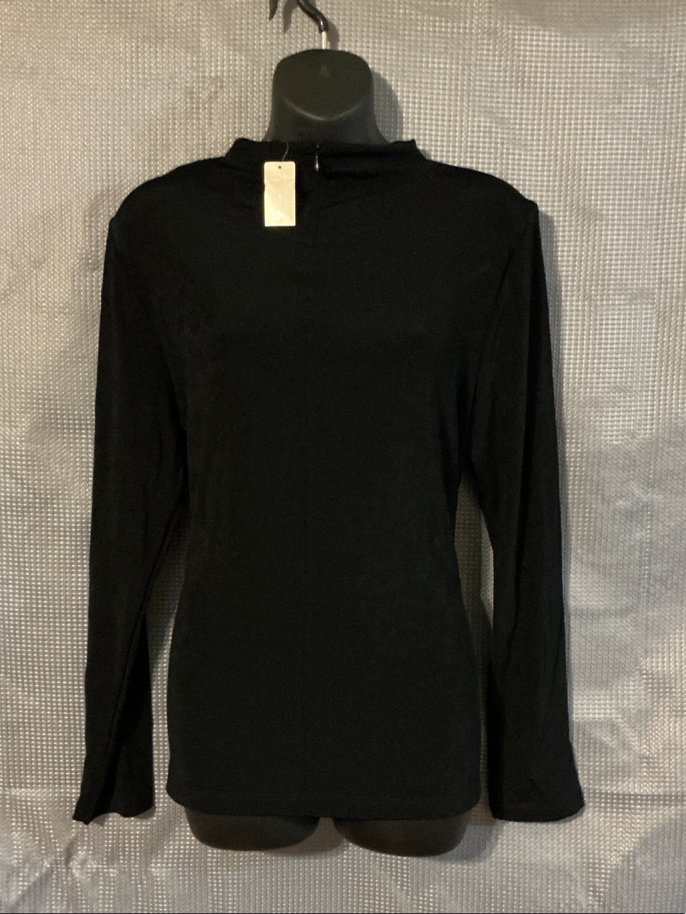 Chico's Black Long-Sleeve Mock Neck Top - Classic Knit